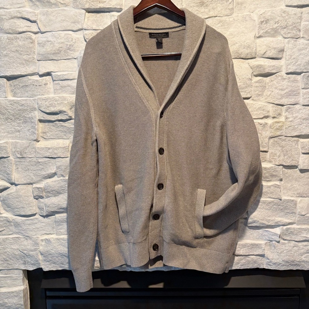 Men's Gray Shawl Collar Sweater